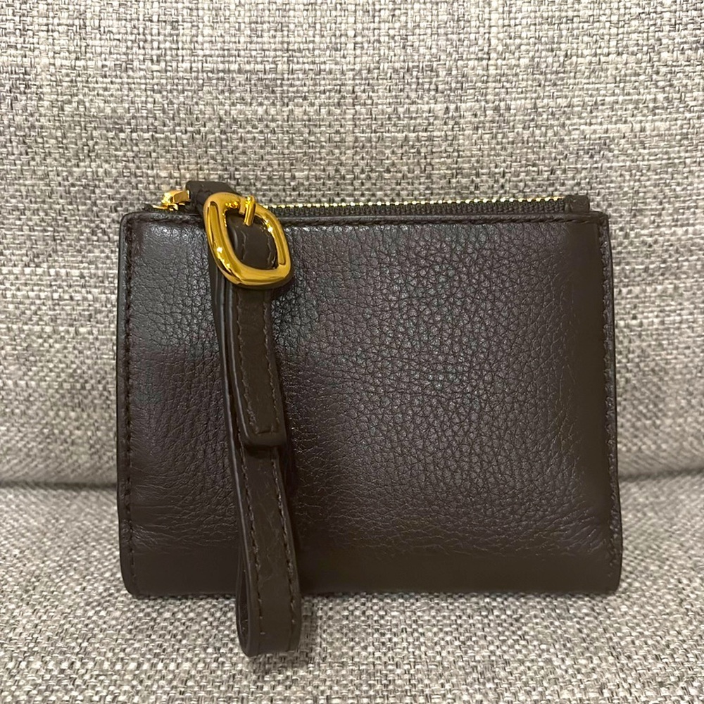NWT Madewell Leather Bi-Fold Wallet Wristlet in Dark Carob